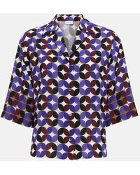 Dries Van Noten - Camicia bowling in crepe con stampa - Lyst