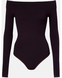 Alaïa - Ribbed-Knit Off-Shoulder Bodysuit - Lyst