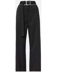 Jean Paul Gaultier - Pinstripe High-Rise Virgin Wool Wide-Leg Pants - Lyst