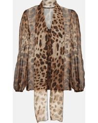 Dolce & Gabbana - Leopard-print Silk Chiffon Blouse - Lyst