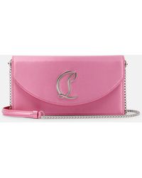 Christian Louboutin - Loubi54 Small Leather-trimmed Silk Clutch - Lyst