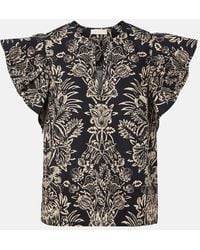 Ulla Johnson - Severine Printed Cotton Poplin Top - Lyst