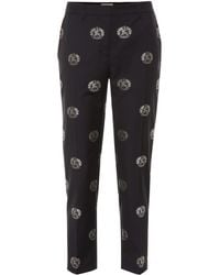 Burberry Embellished Mid-rise Wool Pants - Blue