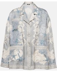 Versace - Barocco Sea Silk Oversize Shirt, Brand Size 42 Us - Lyst