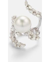 YEPREM - Pearlescent 18Kt Ring With Freshwater Pearl And Diamonds - Lyst