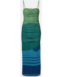 SIR. - Draped Printed Mesh Maxi Dress - Lyst