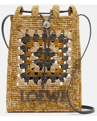 Loewe - Paula's Ibiza Raffia Pouch With Strap - Lyst