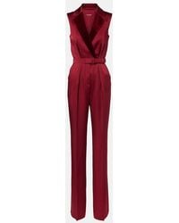Max Mara - Scalata Velvet-Trimmed Satin Jumpsuit - Lyst