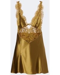 retroféte - Bonny Lace-Trimmed Satin Minidress - Lyst