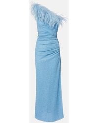 Oséree - Lumiere Plumage One-Shoulder Maxi Dress - Lyst