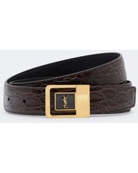 Saint Laurent - La 66 Croc-Effect Leather Belt - Lyst