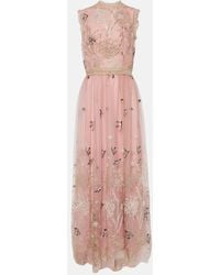 Costarellos - Embroidered Tulle Gown - Lyst