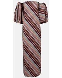 Adriana Degreas - Striped Off-Shoulder Cotton-Blend Maxi Dress - Lyst