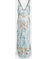 Camilla - Embellished Floral Silk Midi Dress - Lyst