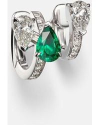 Repossi - Serti Sur Vide 18Kt Single Earring With Diamonds And Emerald - Lyst