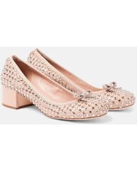 Rene Caovilla - Crystal-Embellished Leather Pumps - Lyst