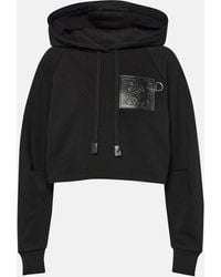 Loewe - Anagram Cropped Cotton Jersey Hoodie - Lyst