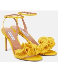 Aquazzura - Noches Tropicales 85 Raffia Sandals - Lyst
