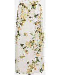 Erdem - Floral Linen Maxi Skirt - Lyst
