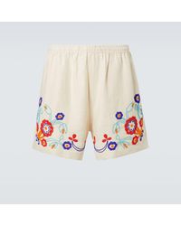 Bode - Shorts Garden Party De Lino Con Cuentas - Lyst