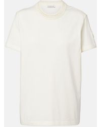 Moncler - Crochet-Trimmed Cotton Jersey T-Shirt - Lyst