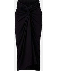 Dries Van Noten - Gathered Cotton Jersey Midi Skirt - Lyst