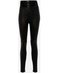 Alaïa - Alaia Belted High-rise Leather leggings - Lyst