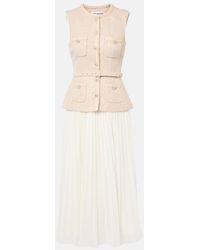 Self-Portrait - Sequined Boucle Chiffon Midi Dress - Lyst