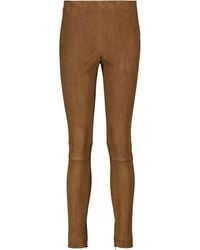 Polo Ralph Lauren Wildleder High-Rise-Hose aus Veloursleder in Braun Damen Bekleidung Hosen und Chinos Skinny Hosen 