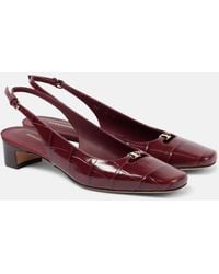 Ferragamo - Croc-Effect Leather Slingback Pumps - Lyst