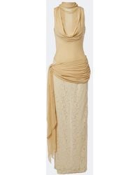 De La Vali - Rosa Lace-Paneled Georgette Maxi Dress - Lyst