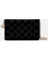 Gucci - Gg Crystal Velvet Wallet On Chain - Lyst