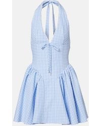 Bananhot - Micaela Gingham Halterneck Cotton Minidress - Lyst