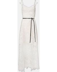 Oscar de la Renta - Marbled Carnation Guipure Lace Bustier Gown - Lyst