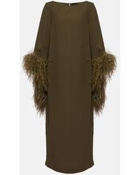 ‎Taller Marmo - Del Lago Feather-Trimmed Midi Dress - Lyst