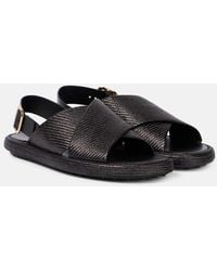 Tod's - Woven Leather-Trimmed Sandals - Lyst