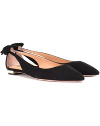 Aquazzura Deneuve Suede Ballet Flats - Black