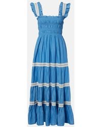 RIXO London - Aubrie Lace-Trimmed Cotton Voile Midi Dress - Lyst