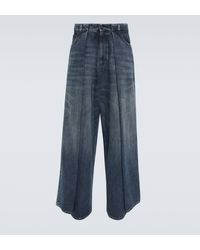 Balenciaga - Pleated High-rise Wide-leg Jeans - Lyst