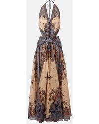Zimmermann - Ascension Printed Cotton Maxi Halter Dress - Lyst