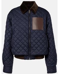 Loewe - Contrast-Collar Logo-Patch Quilted Jacket - Lyst
