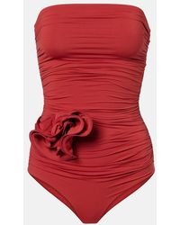 Magda Butrym - Floral-Applique Ruched Swimsuit - Lyst