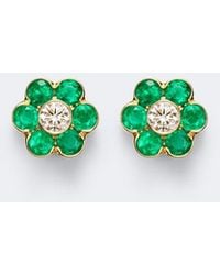 Anita Ko - Flora 18Kt Earrings With Emeralds And Diamond - Lyst