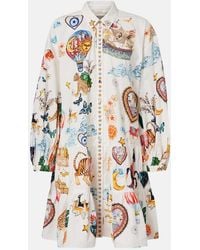 CAMILLA - Printed Embellished Cotton Minidress - Lyst