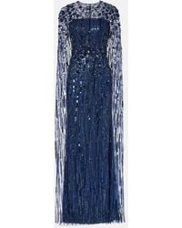 Jenny Packham - Ruby Sequined Caped Gown - Lyst