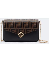 Fendi - Ff Diamonds Leather Wallet On Chain - Lyst