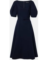 Oscar de la Renta - Puff-Sleeve Wool-Blend Midi Dress - Lyst