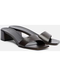 The Row - Chocolate Leather Mules - Lyst