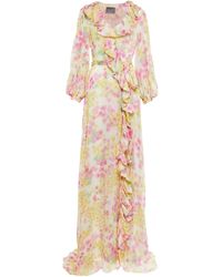 Monique Lhuillier Floral Silk Crêpe Gown - Pink