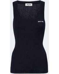 Miu Miu - Ribbed-Knit Cotton Tank Top - Lyst